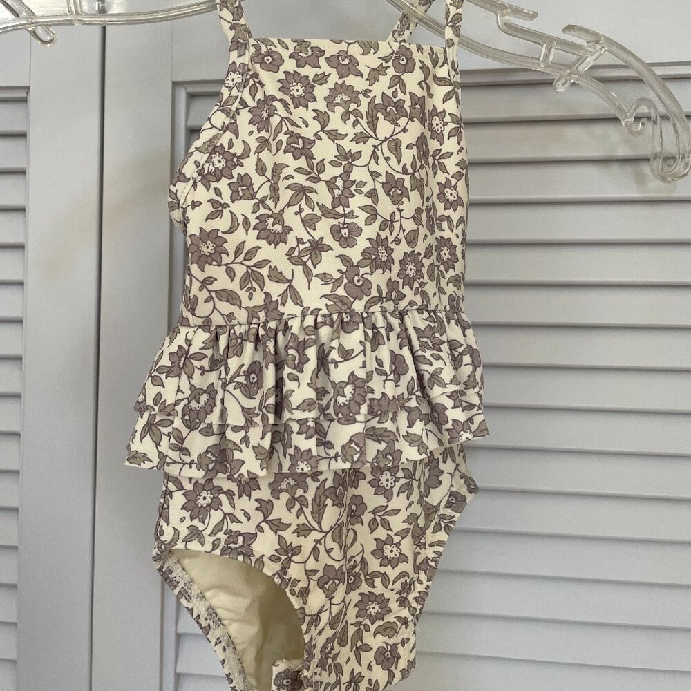 Quincy Mae Ruffled One Piece Purple Floral 3-6m